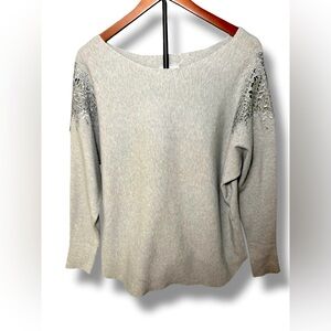 LIV Milano Embellished and Sparkle‎ Shoulder Sweater Sz L EUC